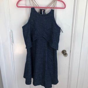Free People Denim Blue Cotton Dress w/ rope straps